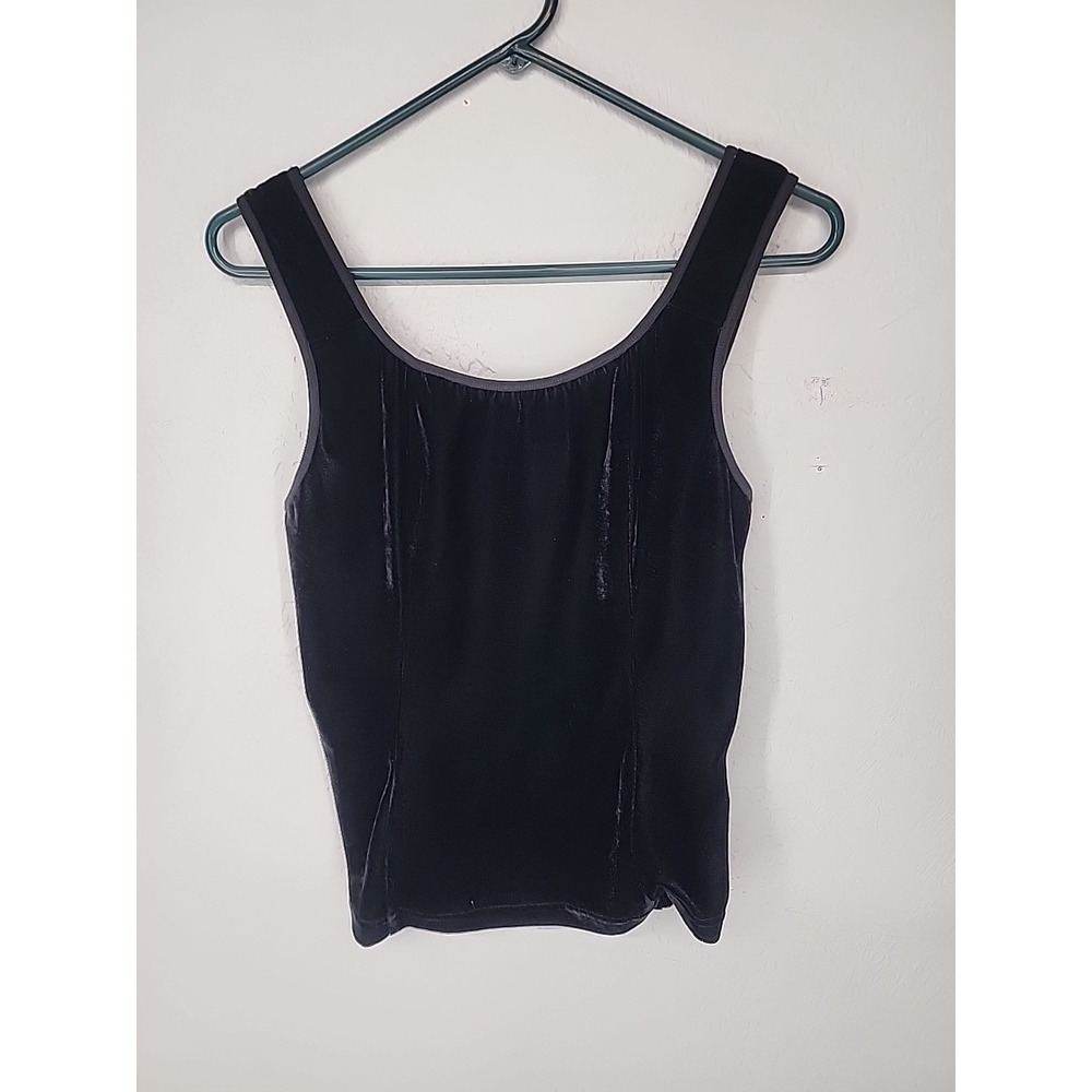 Vintage Black Velvet Sleeveless Tank Top Goth Chic Womens Medium‎ Whimsigoth